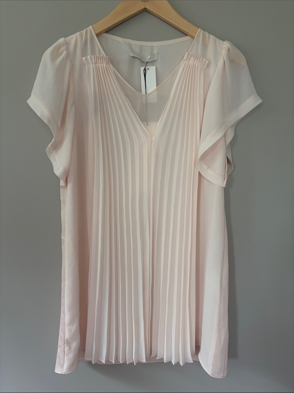 Eryn Brinie Soft‎ Light Pink Chiffon Pleated Tunic Top Small NWT